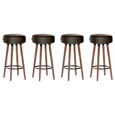 Kit 4 Banquetas Alta Pés Palito Roma Marrom Escuro 70cm