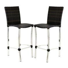 2 Banquetas Alta Cannes Em Alumínio Para Cozinha Bar Edícula Pedra Ferro
