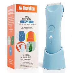 MERIDIAN The Trimmer Plus - Aparador de pelos corporais e barbeador elétrico à prova d'água para homens e mulheres para pelos pubianos, peito, pernas e linha do biquíni, cabo UBS-C e base de