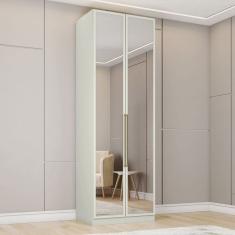 Guarda-Roupa Solteiro Modulado Predileto 2 Portas com Espelho Flex Areia - Henn