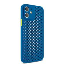 Para iPhone 13 12 Mini 11 Pro Max X XR 8 7 6 6s Plus Malha respirável capa de telefone com furo oco e resfriamento capa macia anti-impressão digital, azul marinho, para iPhone 7 8 Plus