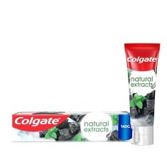 Colgate Creme Dental Vegano Natural Extracts Carvão e Menta, Dentes Mais Brancos, Sem Glúten, Com Flúor, 140g