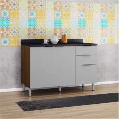 Balcão Triplo Bartira Rubi com 2 Portas, 3 Gavetas e 1 Prateleira - 120,1cm de largura