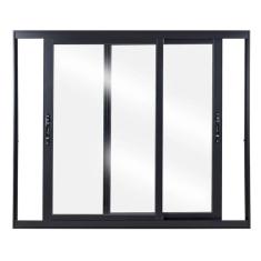 Janela de Aluminio de Correr 120x200cm 2 Folhas com Vidro Liso  Preto