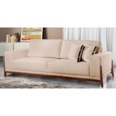 Sofá Fixo Magnus 3 Lugares Luxo 190cm Castellar Móbile, Bege Claro