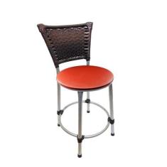 Banqueta Baixa Banquinho Com Encosto Em Junco Para Cozinha Bar Balcão 