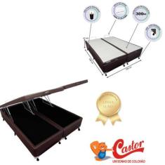 Cama Box Baú Castor Casal Bipartido 138x188 - Madeira Resistente Eucal