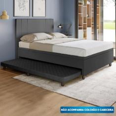 Base Box Casal com Cama Auxiliar com colchão conjugado material sintét