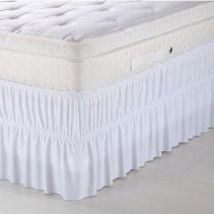 Saia Para Cama Box Casal Padrão Branca Pronta - Belcapas