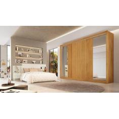 Guarda Roupa Casal Com Espelho 3 Portas 6 Gavetas - Vitoria-Peroba - M