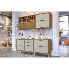 Kit de Cozinha Completa 4 Peças Completa Nesher Imperatriz (2 Balcões + 2 Aéreos) Freijo/Off White - Nesher