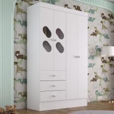 Guarda Roupa Infantil 4 Portas com Janela 2 Gavetas Maya Rodial