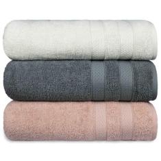 Kit 3 Toalha de Banho Fio Penteado Extra Macia - Comfort - Central Toa