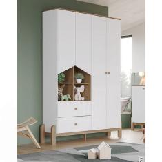 Guarda Roupa Infantil Ambiente Ternura 4 Portas Branco Jequitibá hp - Henn