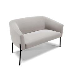 Sofá Namoradeira 2 Lugares Pé De Ferro Preto Stella Veludo D03 - D'rossi Cor Cinza