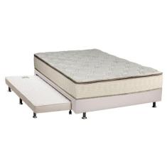 Cama Box c/Auxiliar Casal: Colchão Luckspuma Bonnel Montreal Spring + 