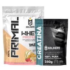 Kit: Whey Protein Primal 1Kg 100% Importado + Creatina Monohidratada 250g - Soldiers Nutrition-Unissex