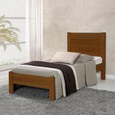 Cama com Colchão Solteiro Lara Madeira - Castanho - ATRAENTE MOVEIS