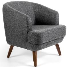 Poltrona Decorativa Sala de Estar Pés de Madeira Gana Rústico Chumbo - Gran Belo