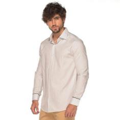 Camisa Social Manga Longa Slim Algodão Trabalhado Clássica-Masculino