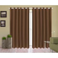 Cortina Corta Luz 3,00m X 2,40m 100% Blackout PVC Marrom Para Sala Ou Quarto Para Varão Simples