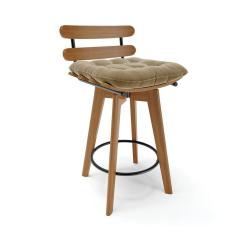 Banqueta Giratória Costela Suede Base Madeira MA70 - D`Rossi