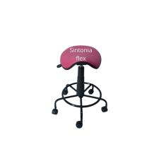 Cadeira sela estética s/ encosto c/ regulagem de altura , dentista, tatuador, manicure - base de ferro corano rosa claro