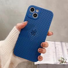 Capa de telefone com resfriamento respirável e dissipação de calor para iPhone 13 12 11 Pro XS Max XR Mini 7 8 Plus SE2020 Capa de TPU macia Candy Color, azul marinho, para iphone 13 Pro