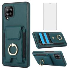 Asuwish Capa de telefone para Samsung Galaxy A42 5G com protetor de tela de vidro temperado capa carteira e suporte de anel fino suporte para cartão acessórios de couro para celular de crédito A 42 G5