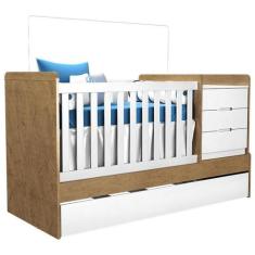 Berço Americano Multifuncional Cleo Branco Amadeirado - Carolina Móvei