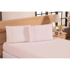 Jogo De Lençol 200 Fios Casal Liso - Ponto Palito - Várias Cores - Lal