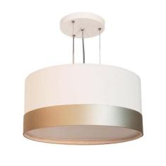 Lustre Pendente Cúpula Branco com Detalhe Bronze 30x15 - Tom Luz