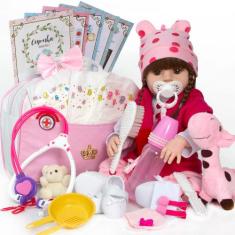 Boneca Reborn Realista Abigail Girafinha + Enxoval Completo - Cegonha 
