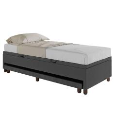 Bicama Casal Box Com Baú 138x188cm Samy S05 Sintético Preto - Mpozenato