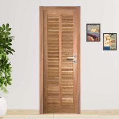 Porta Completa Veneziana Reta em Madeira Maciça Cedro Arana - Casmavi,