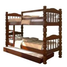 Beliche Torneada com Cama Auxiliar De Madeira Maciça Super Resistente 