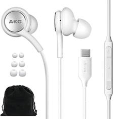 SAMSUNG AKG Fones de ouvido intra-auriculares originais USB tipo C com controle remoto e microfone para Galaxy S23 Ultra, A53 5G, S22, S21 FE, S20, Note 10, 10+, S10 Plus - Trançado - Inclui bolsa de