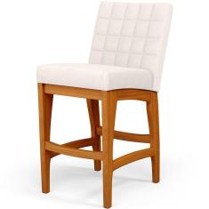 Banqueta Baixa Para Cozinha Bancada Fixa Mila L02 Cru