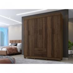 Roupeiro Copacabana New 6 Portas 2 Gavetas Benetil Cor:imbuia