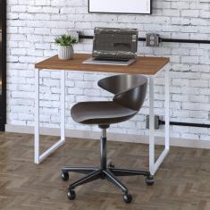 Mesa Para Escritório Office Estilo Industrial 90cm Kuadra Lâmina Mel-est.branca