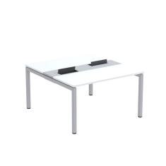 Mesa Plataforma Dupla Com Pé De Aço Para Coworking 130x140-2p Pdc13-14-2p Branco-cinza
