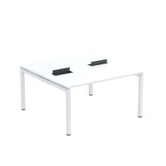 Mesa Plataforma Dupla Com Pé De Aço Para Coworking 140x140-2p Pdc14-14-2p Branco