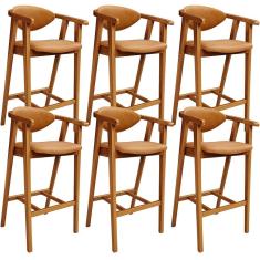 Kit 06 Banquetas Alta Cozinha Bancada Bar Sala De Jantar Fixa Cecília L02 Couríssimo Whisky - Lyam