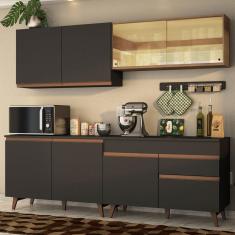 Cozinha Completa Madesa Reims 240001 com Armário e Balcão - Preto/Rustic