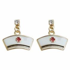 Brinco Profissões Enfermagem Folhedo A Ouro 18K.