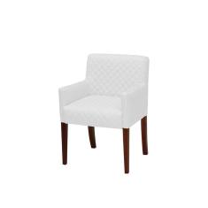 Poltrona Decorativa Liverpool Base Madeira PU Sintético Branco - Gran Belo