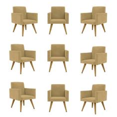 Kit 9 Poltronas Nina Decorativa Escritório Recepção Suede Café Balaqui Decor