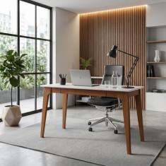 Escrivaninha Mesa Escritório Club 1 Gaveta 120cm Branco Pérola E Garap