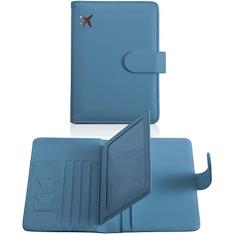 Porta-passaporte e porta-cartão de vacina, carteira de pu couro com bloqueio de RFID com compartimento para cartão de vacina, carteira de passaporte de viagem