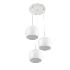 Lustre Pendente Aluminio Bola Triplo 15cm Branco